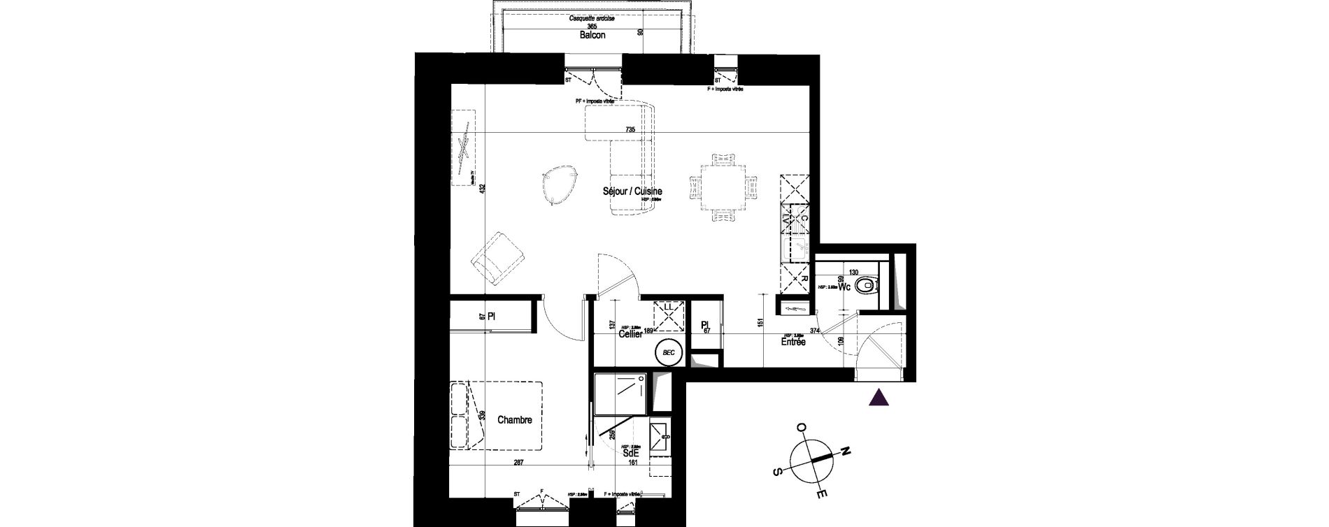 Appartement T2 de 56,35 m2 &agrave; Roscoff Centre