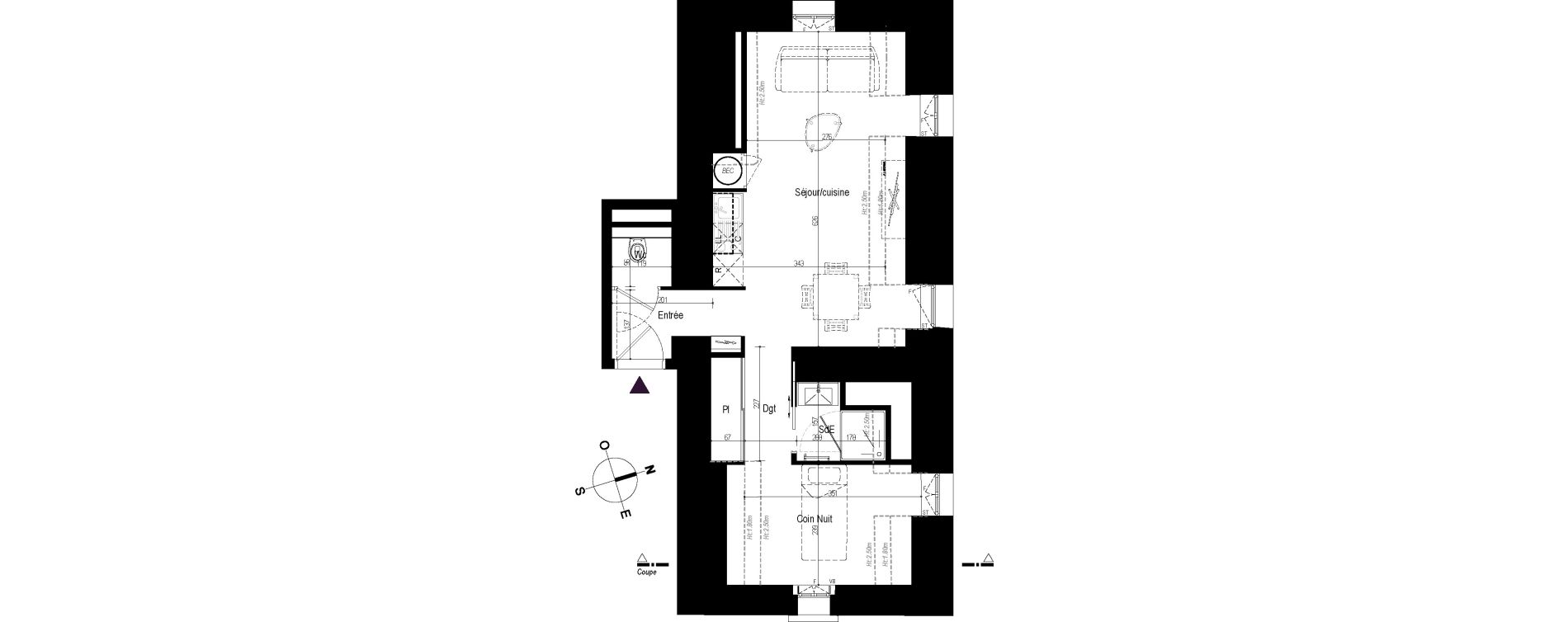 Appartement T1 bis de 38,65 m2 &agrave; Roscoff Centre