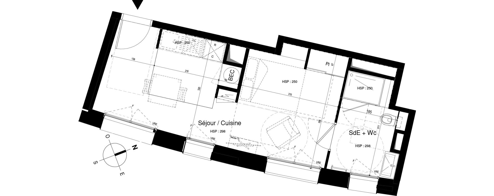 Appartement T1 bis de 31,25 m2 &agrave; Roscoff Centre