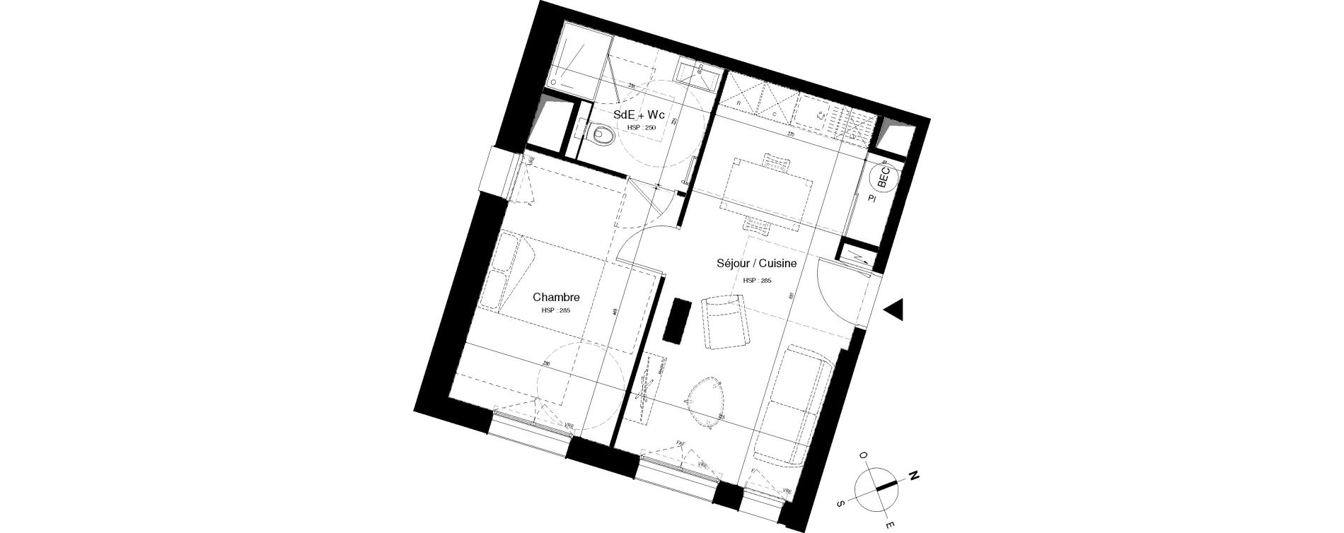 Appartement T2 de 40,13 m2 &agrave; Roscoff Centre