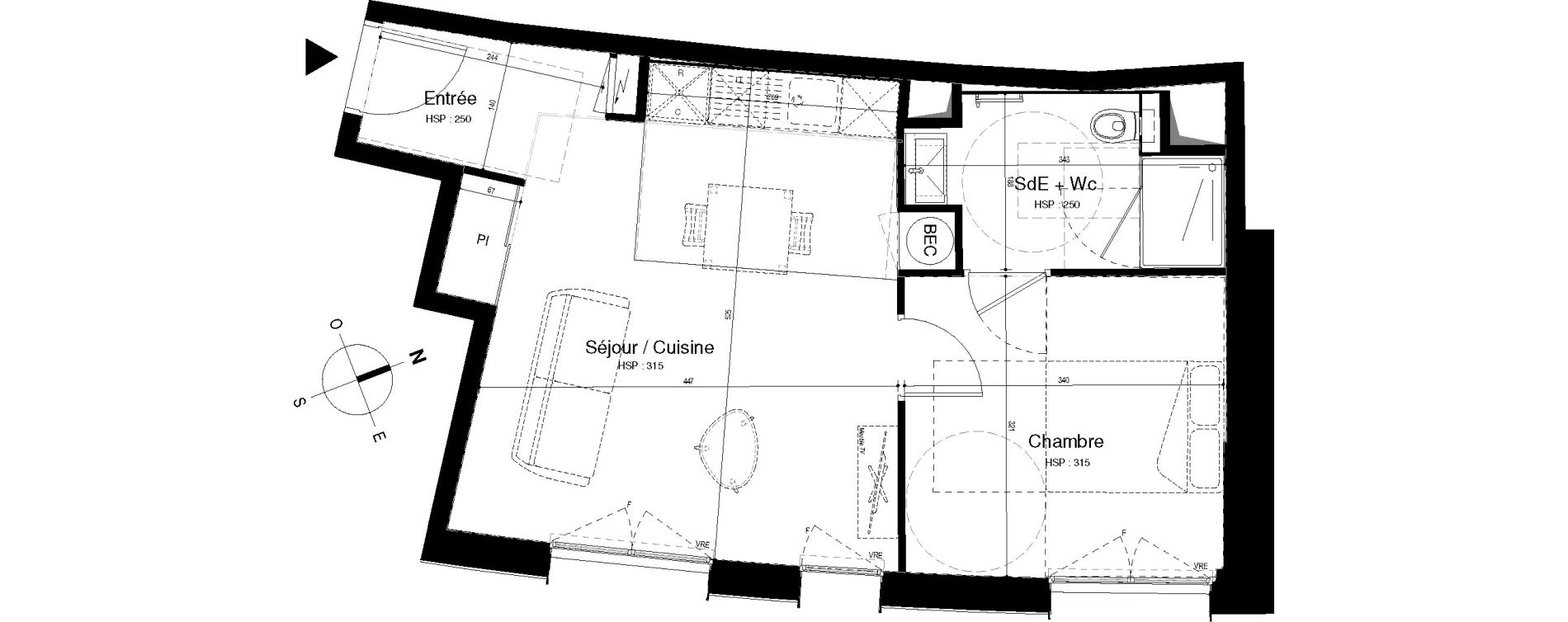 Appartement T2 de 42,41 m2 &agrave; Roscoff Centre