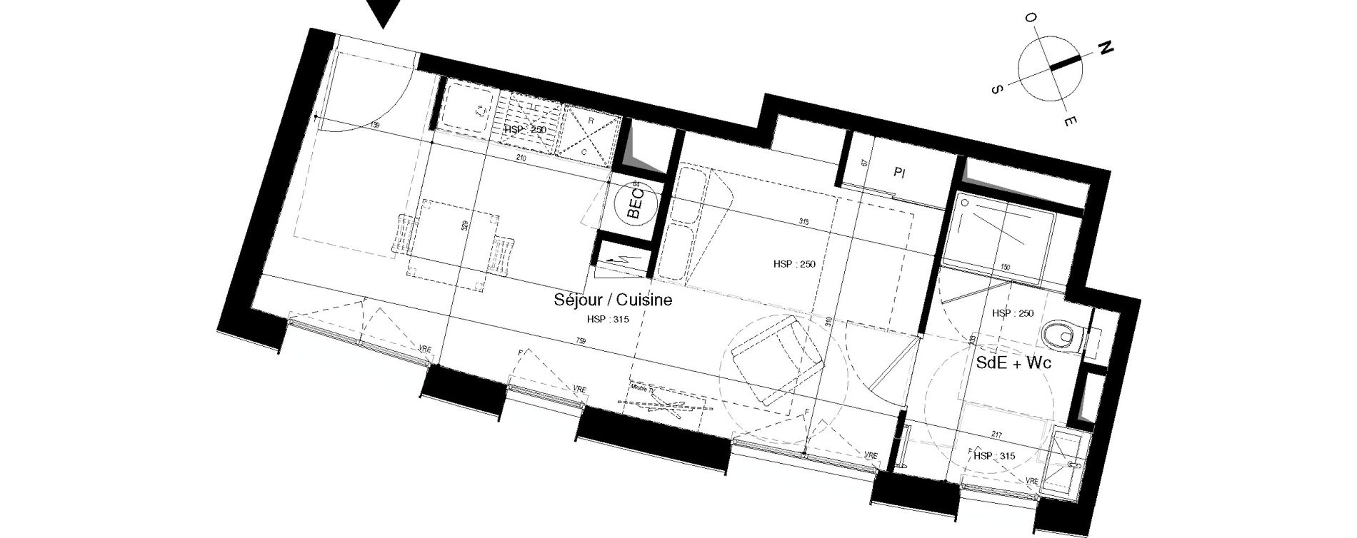 Appartement T1 bis de 31,57 m2 &agrave; Roscoff Centre