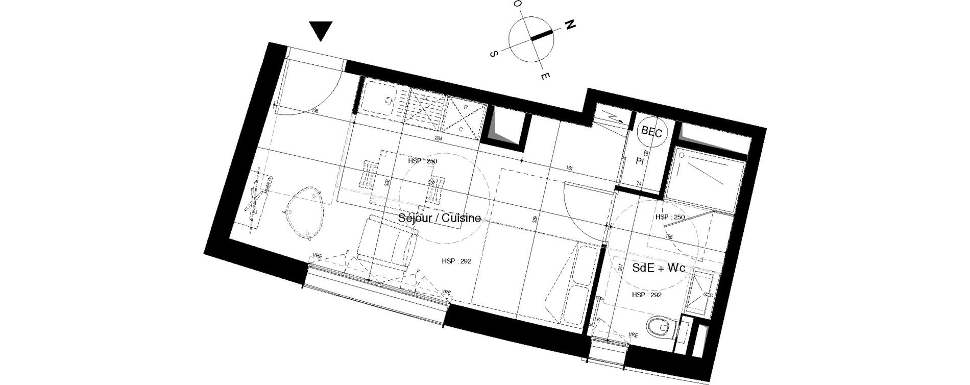 Appartement T1 bis de 25,70 m2 &agrave; Roscoff Centre