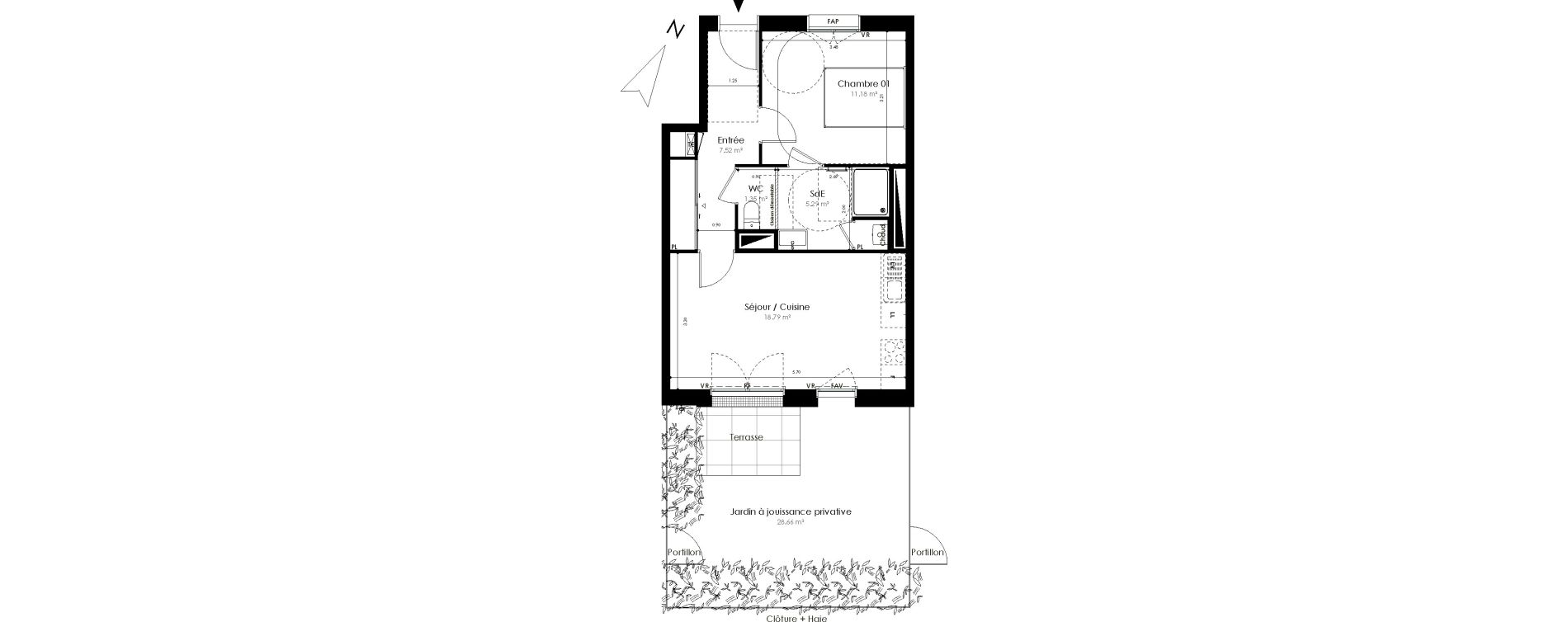 Appartement T2 de 44,13 m2 &agrave; Acign&eacute; Centre