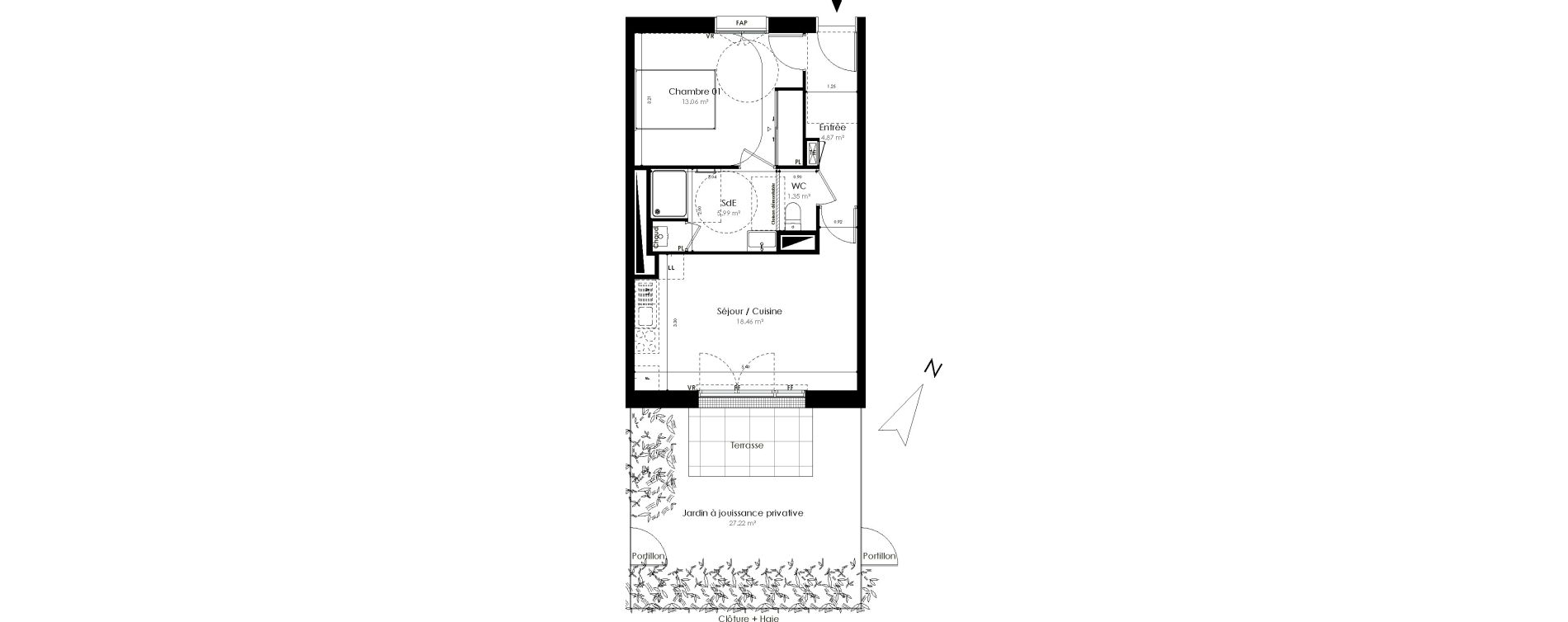 Appartement T2 de 43,73 m2 &agrave; Acign&eacute; Centre