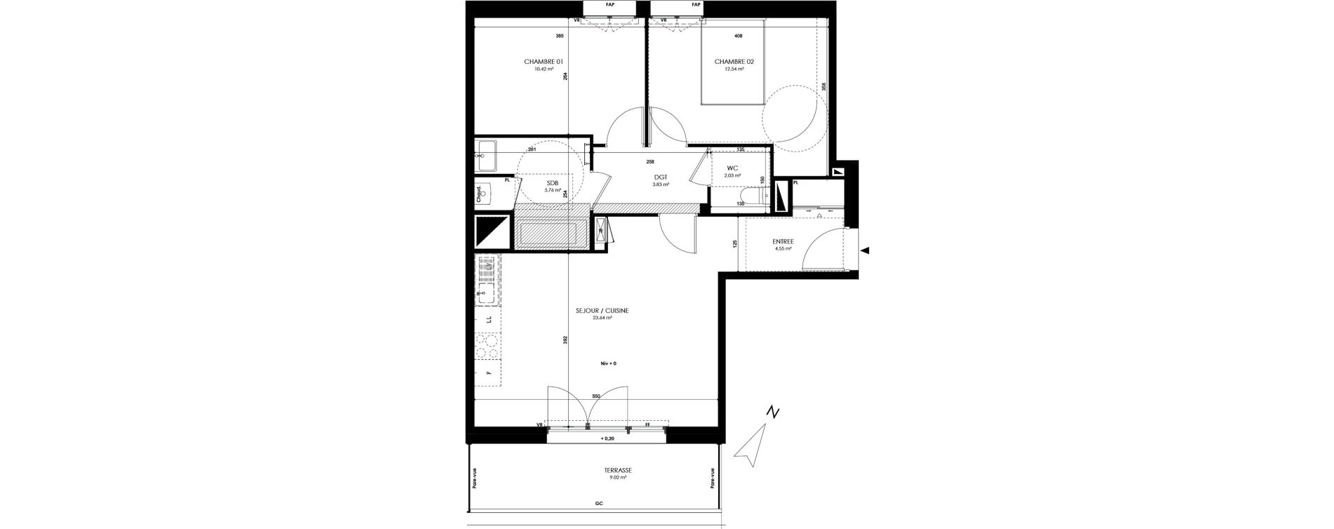 Appartement T3 de 62,77 m2 &agrave; Acign&eacute; Centre
