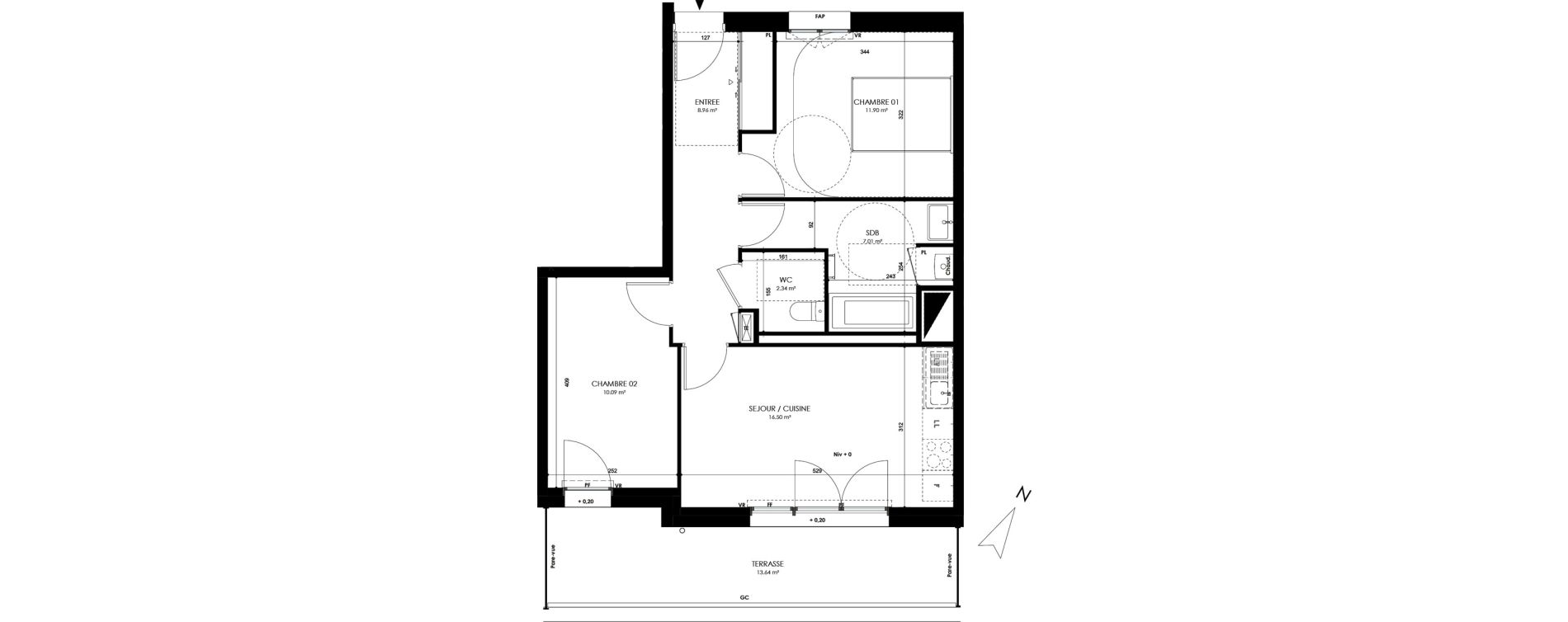 Appartement T3 de 56,80 m2 &agrave; Acign&eacute; Centre