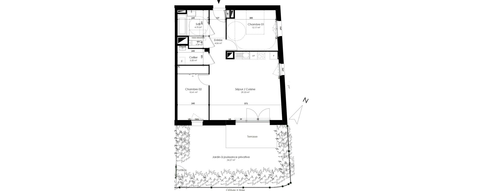 Appartement T3 de 65,46 m2 &agrave; Acign&eacute; Centre