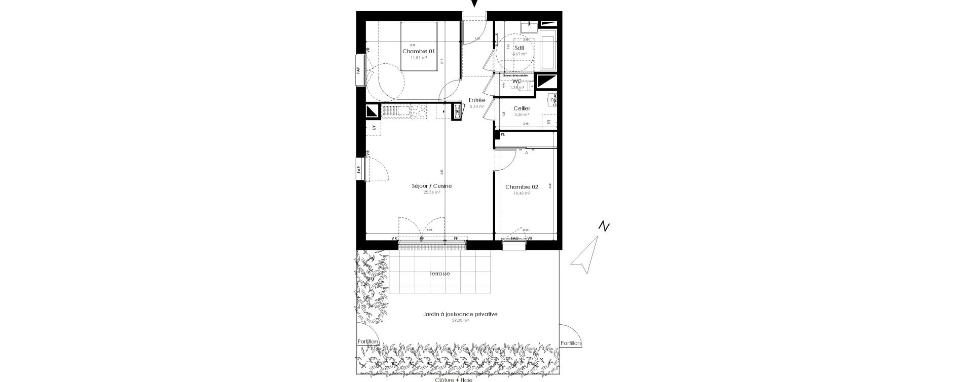Appartement T3 de 62,28 m2 &agrave; Acign&eacute; Centre