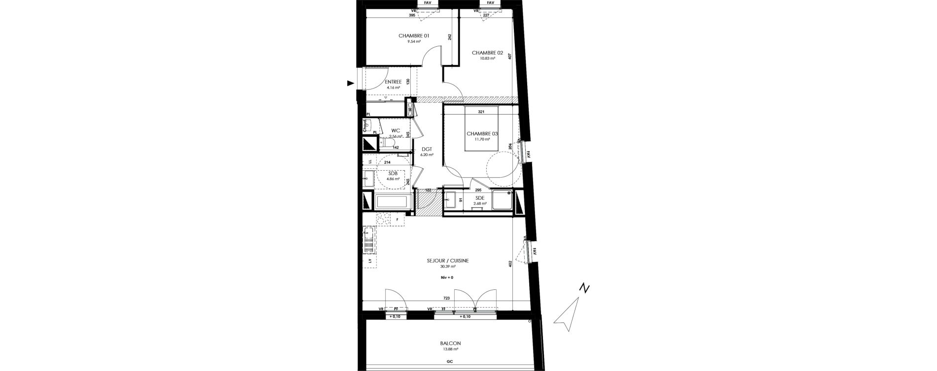 Appartement T4 de 82,92 m2 &agrave; Acign&eacute; Centre