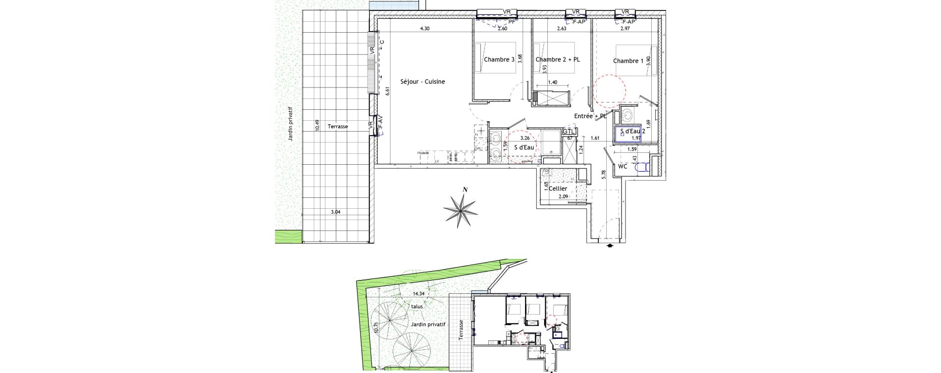 Appartement T4 de 88,98 m2 &agrave; Bruz Centre