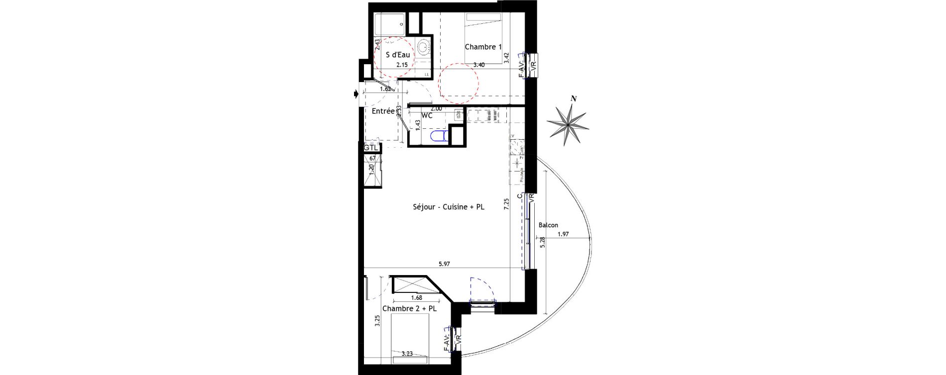 Appartement T3 de 68,09 m2 &agrave; Bruz Centre