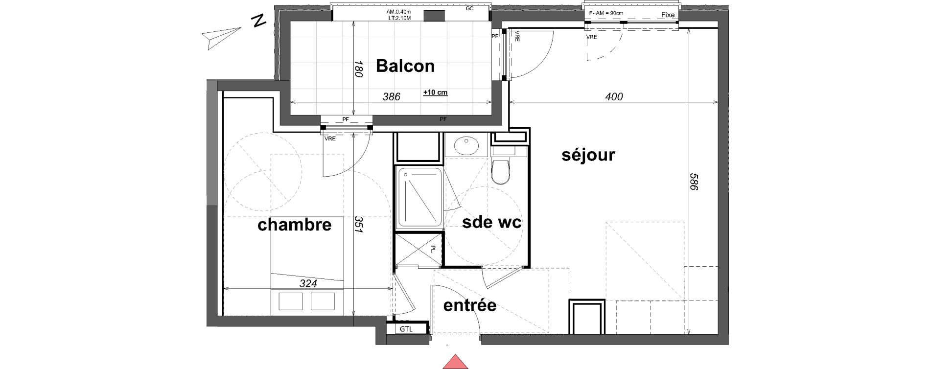 Appartement T2 de 42,06 m2 &agrave; Cancale Centre