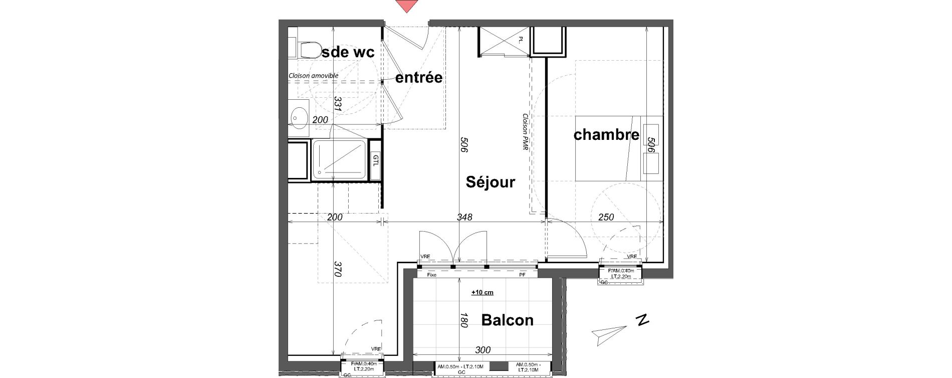 Appartement T2 de 43,85 m2 &agrave; Cancale Centre