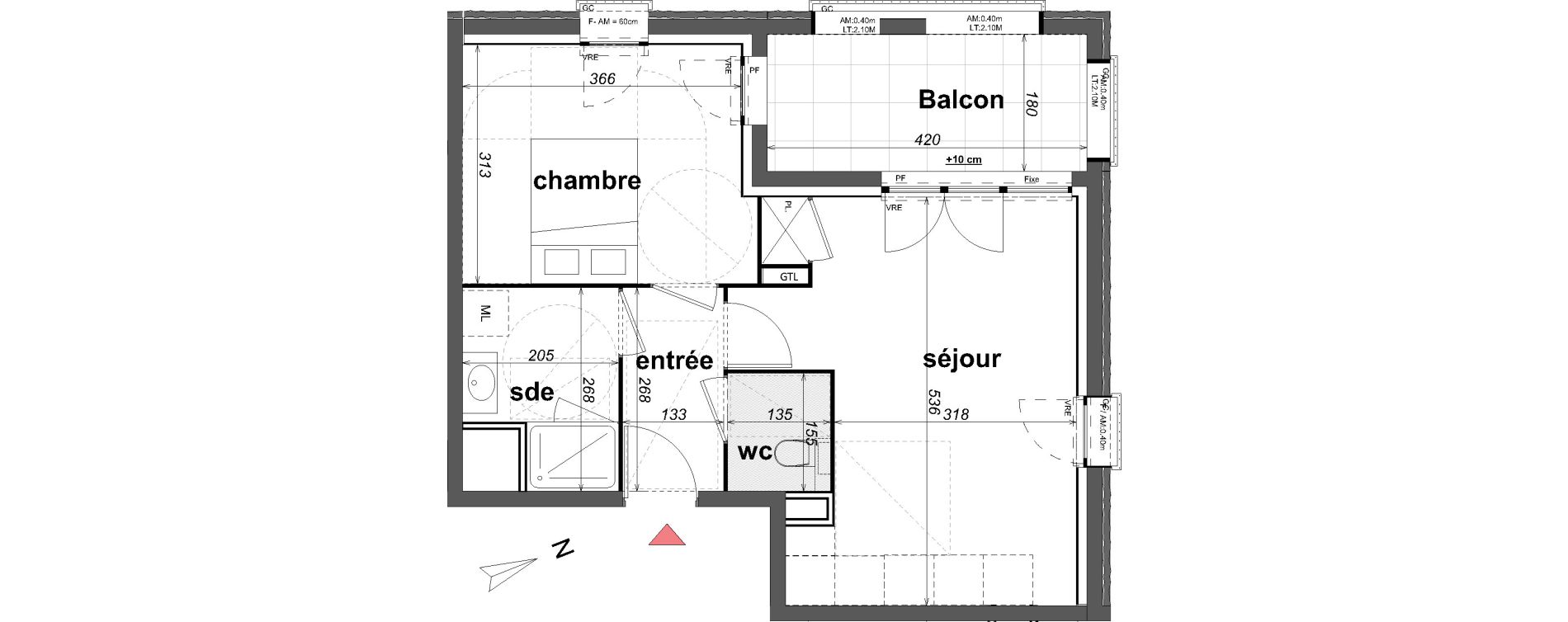 Appartement T2 de 42,22 m2 &agrave; Cancale Centre