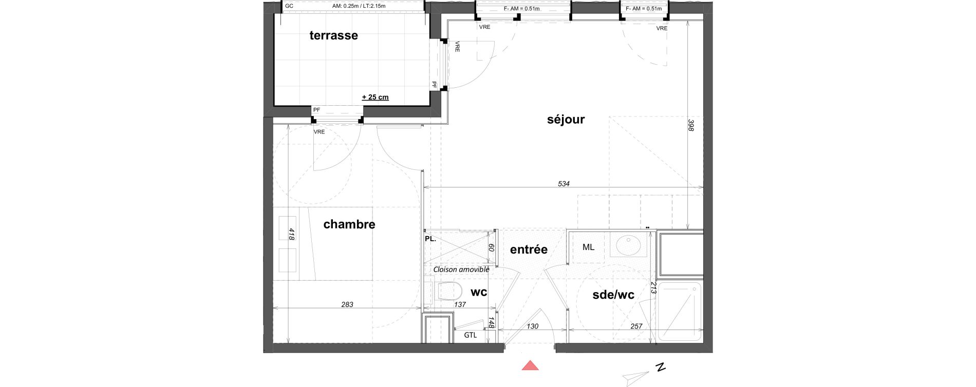 Appartement T2 de 41,92 m2 &agrave; Cancale Centre