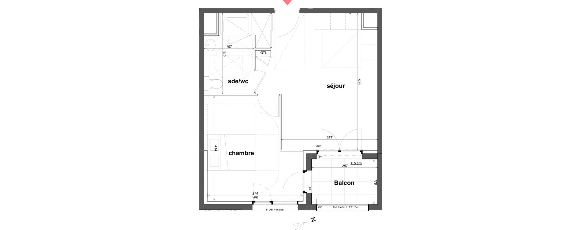 Appartement T2 de 42,43 m2 &agrave; Cancale Centre