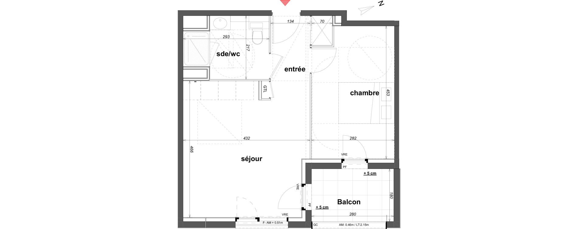 Appartement T2 de 40,75 m2 &agrave; Cancale Centre