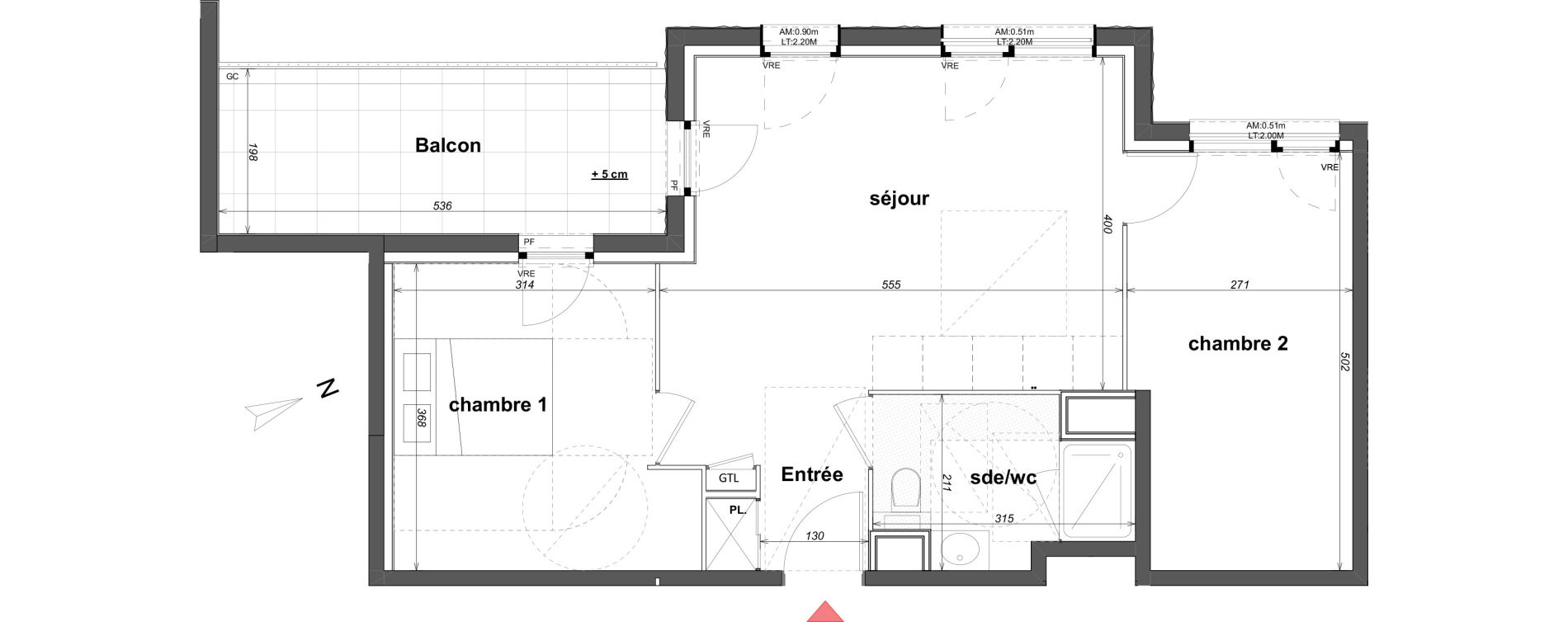 Appartement T3 de 56,24 m2 &agrave; Cancale Centre