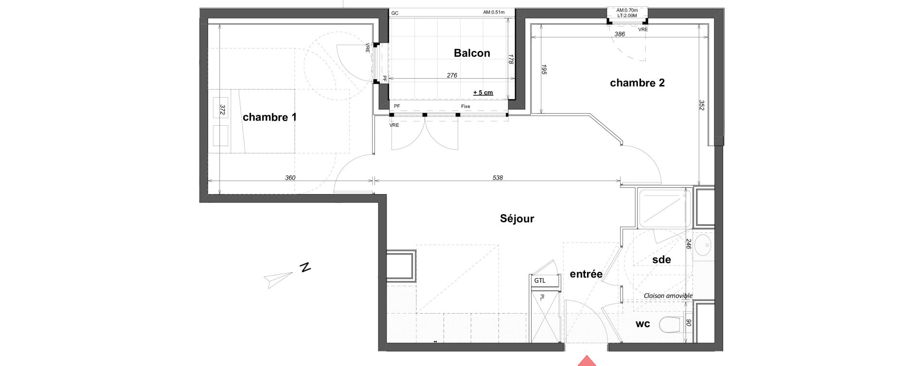 Appartement T3 de 54,92 m2 &agrave; Cancale Centre