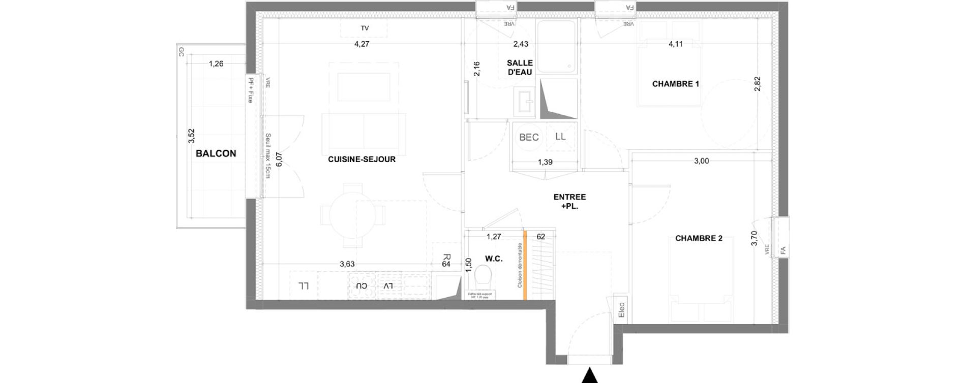 Appartement T3 de 66,35 m2 &agrave; Cancale Centre