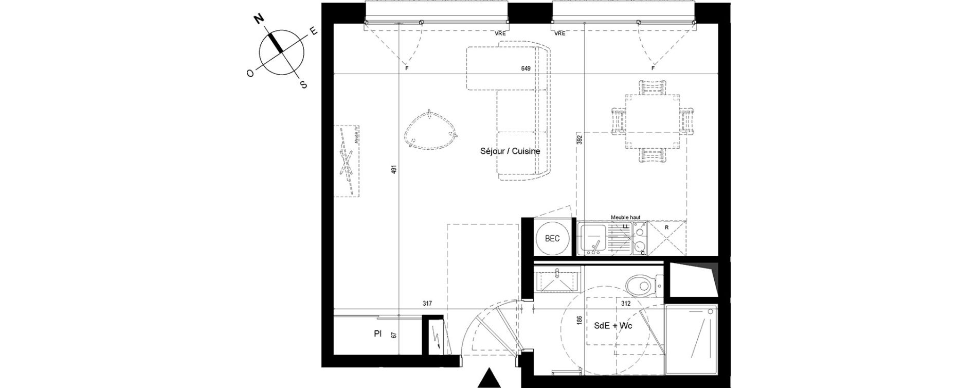Appartement T1 de 35,50 m2 &agrave; Cesson-S&eacute;vign&eacute; Centre