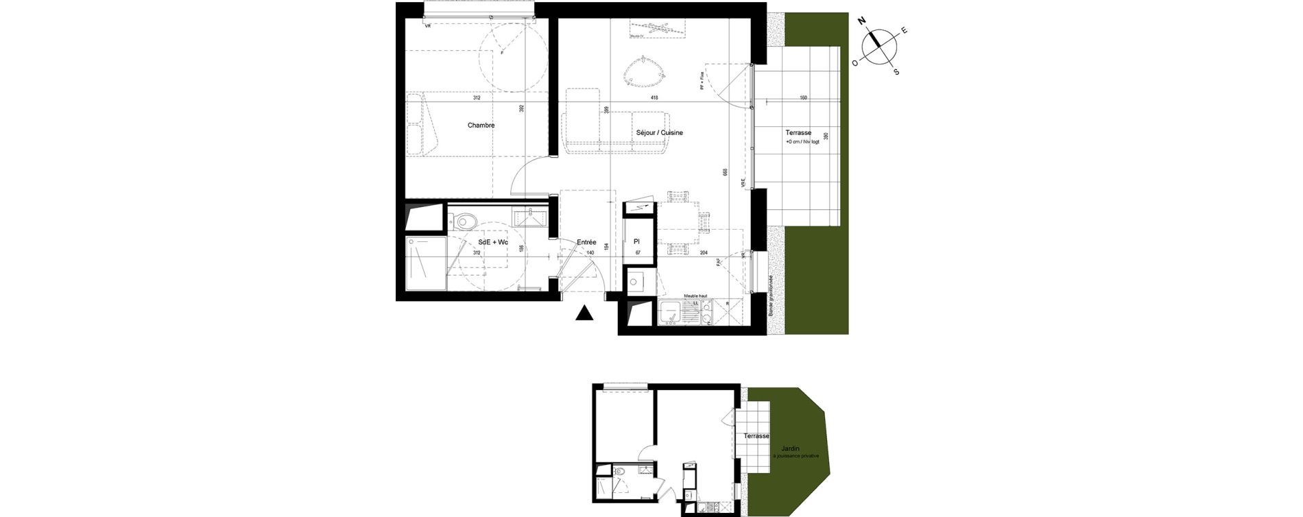 Appartement T2 de 43,39 m2 &agrave; Cesson-S&eacute;vign&eacute; Centre