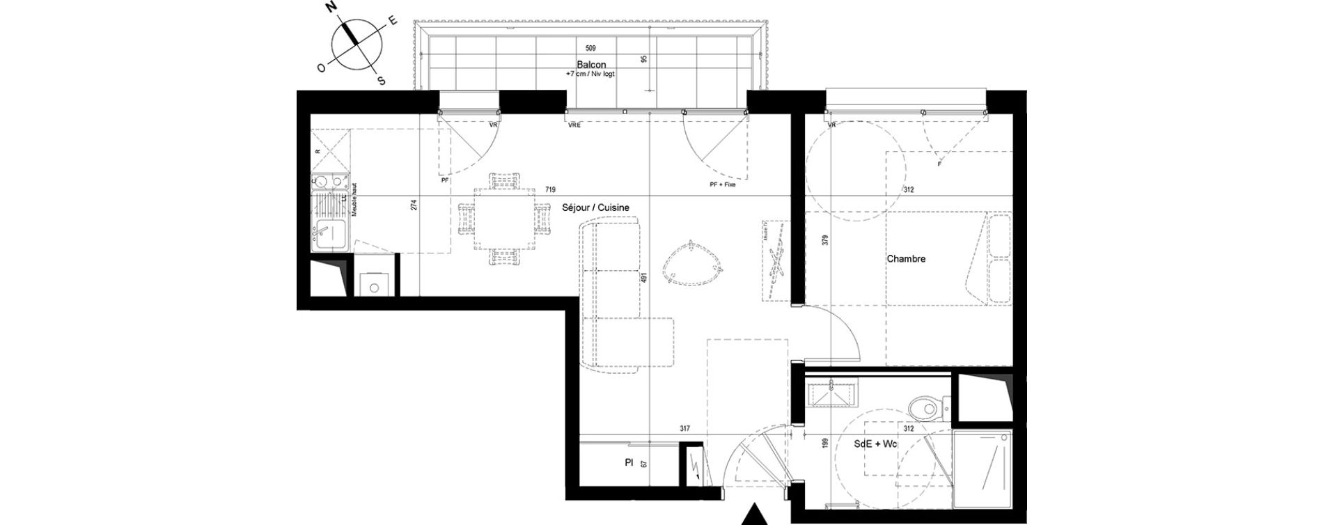 Appartement T2 de 45,32 m2 &agrave; Cesson-S&eacute;vign&eacute; Centre