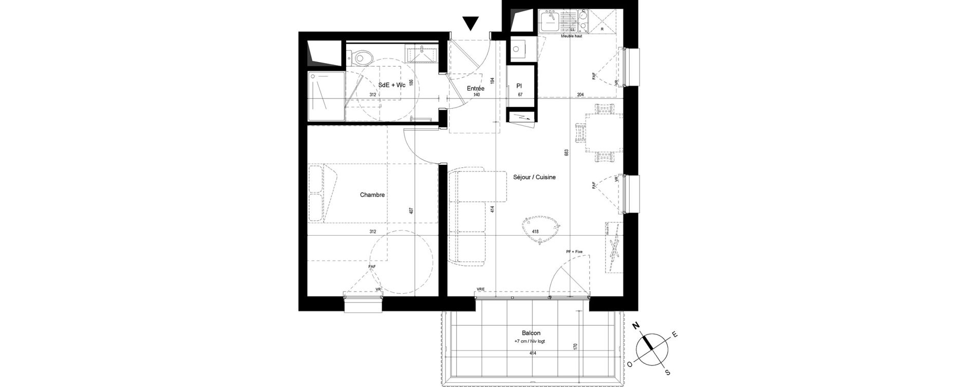 Appartement T2 de 44,49 m2 &agrave; Cesson-S&eacute;vign&eacute; Centre