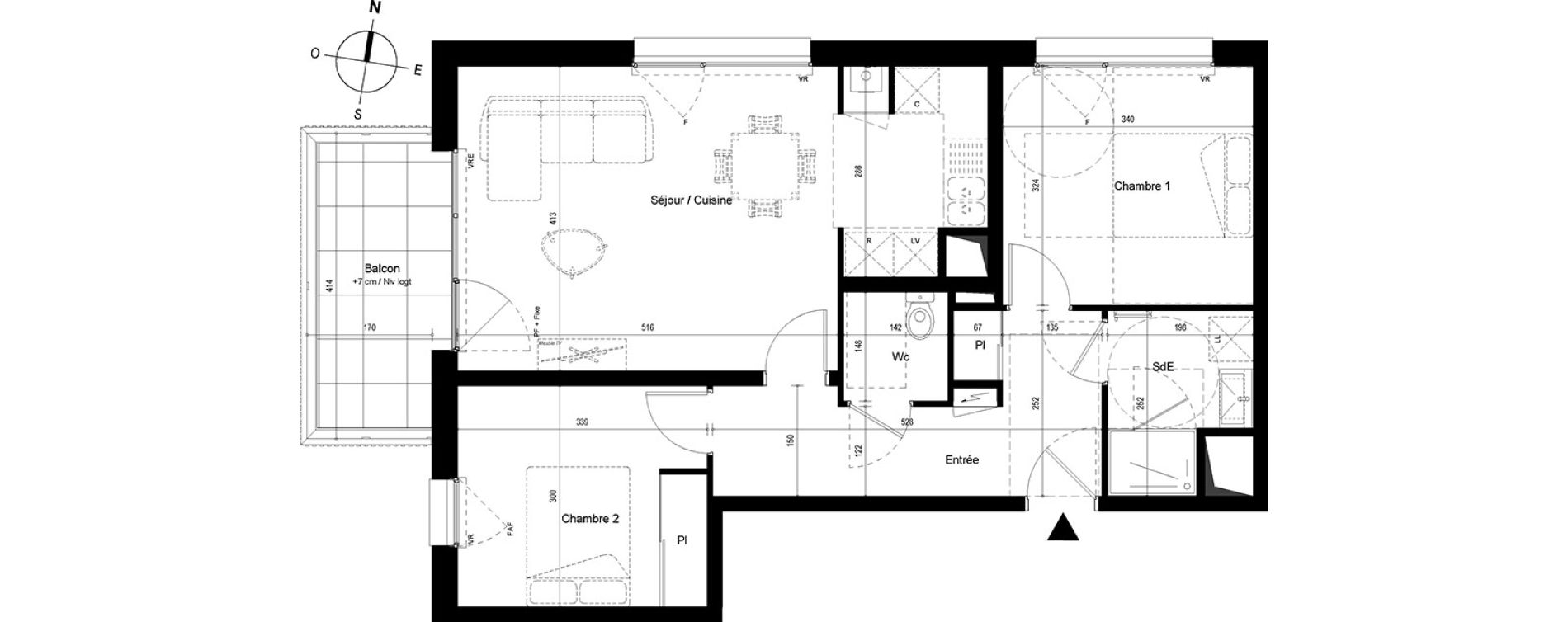 Appartement T3 de 63,37 m2 &agrave; Cesson-S&eacute;vign&eacute; Centre