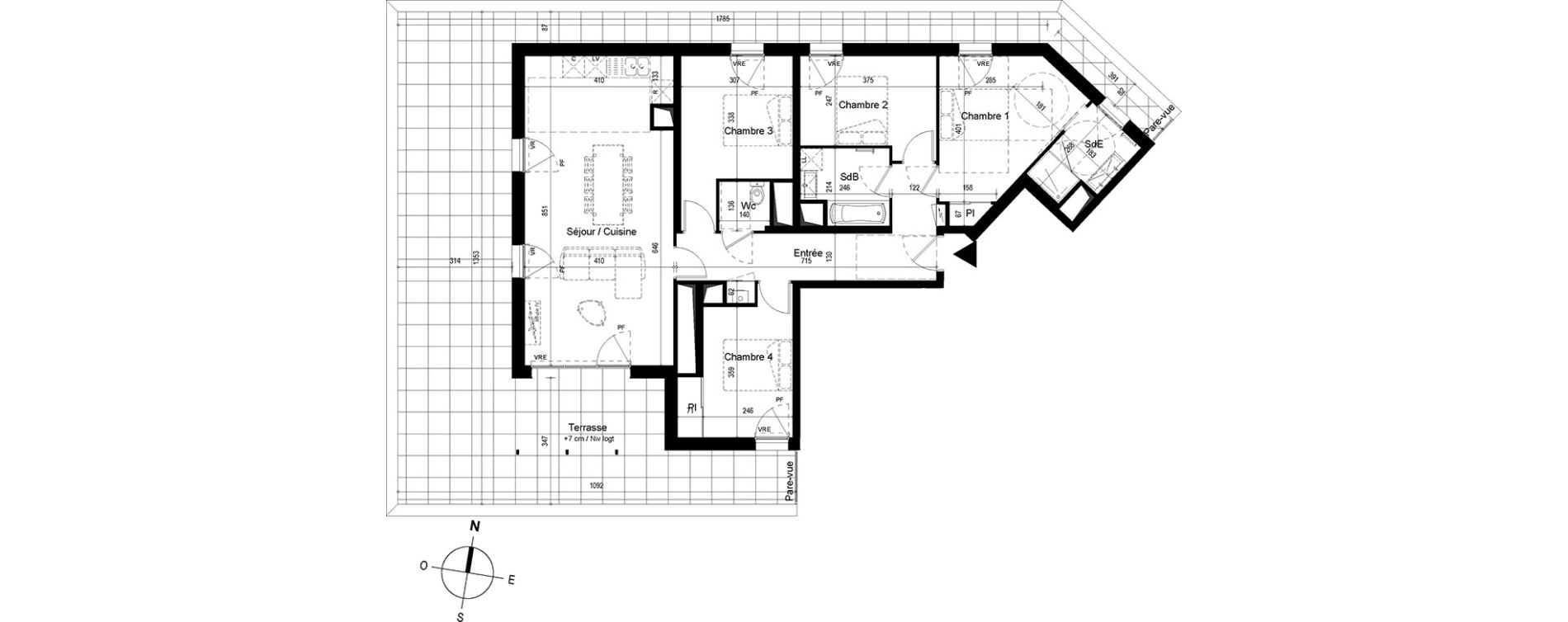Appartement T5 de 102,64 m2 &agrave; Cesson-S&eacute;vign&eacute; Centre