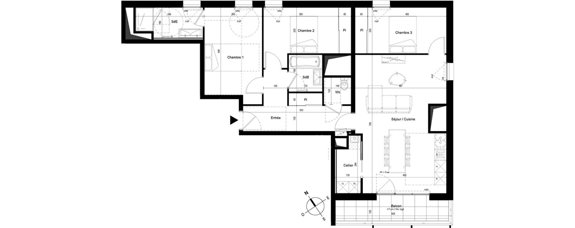 Appartement T4 de 90,69 m2 &agrave; Cesson-S&eacute;vign&eacute; Centre