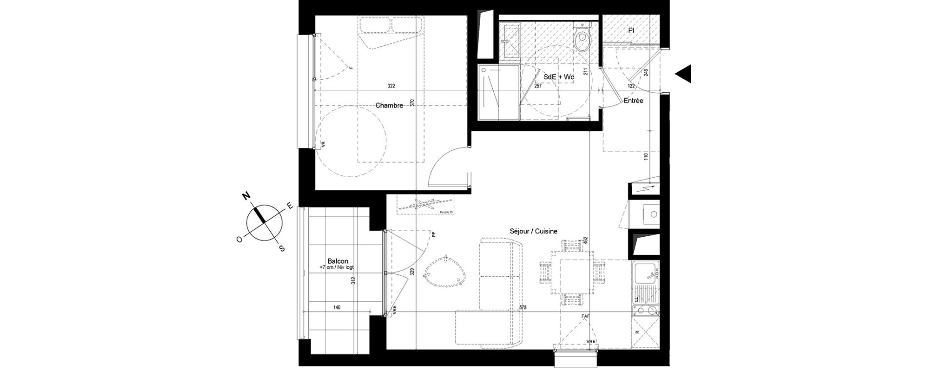 Appartement T2 de 43,55 m2 &agrave; Cesson-S&eacute;vign&eacute; Centre