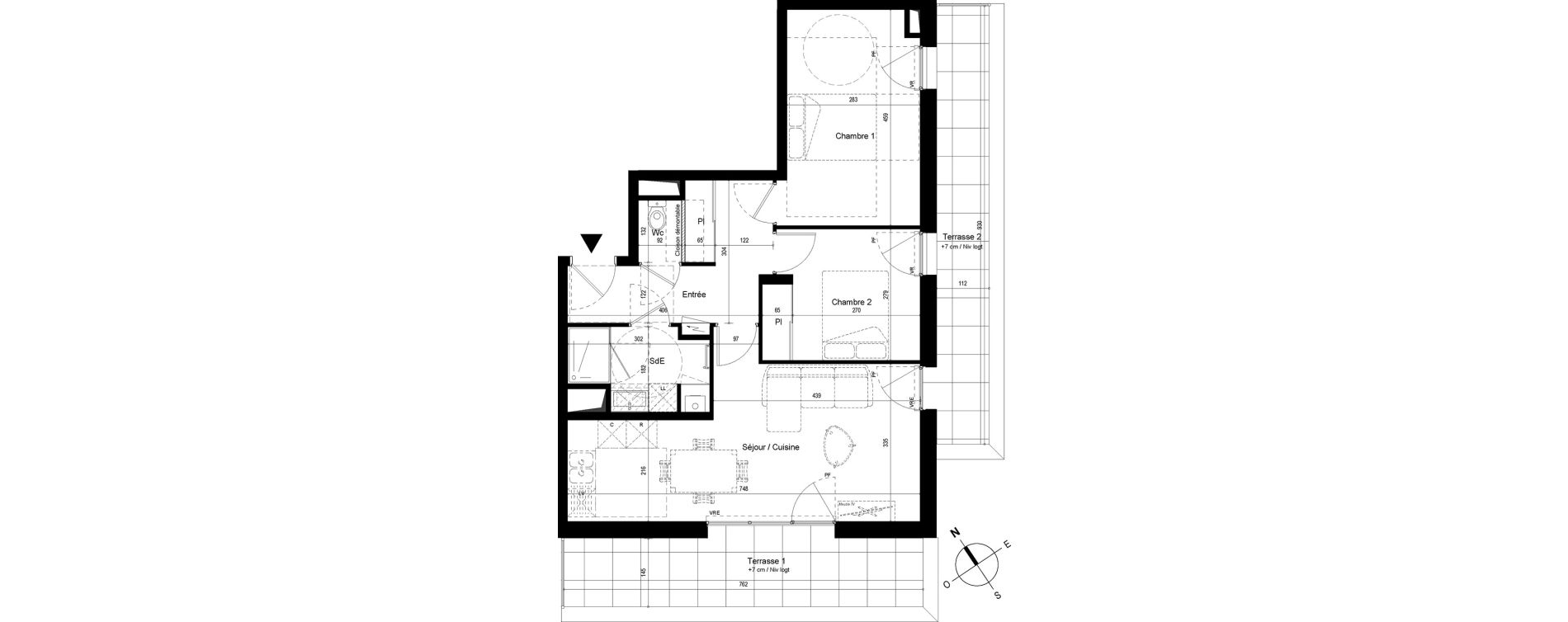 Appartement T3 de 58,38 m2 &agrave; Cesson-S&eacute;vign&eacute; Centre