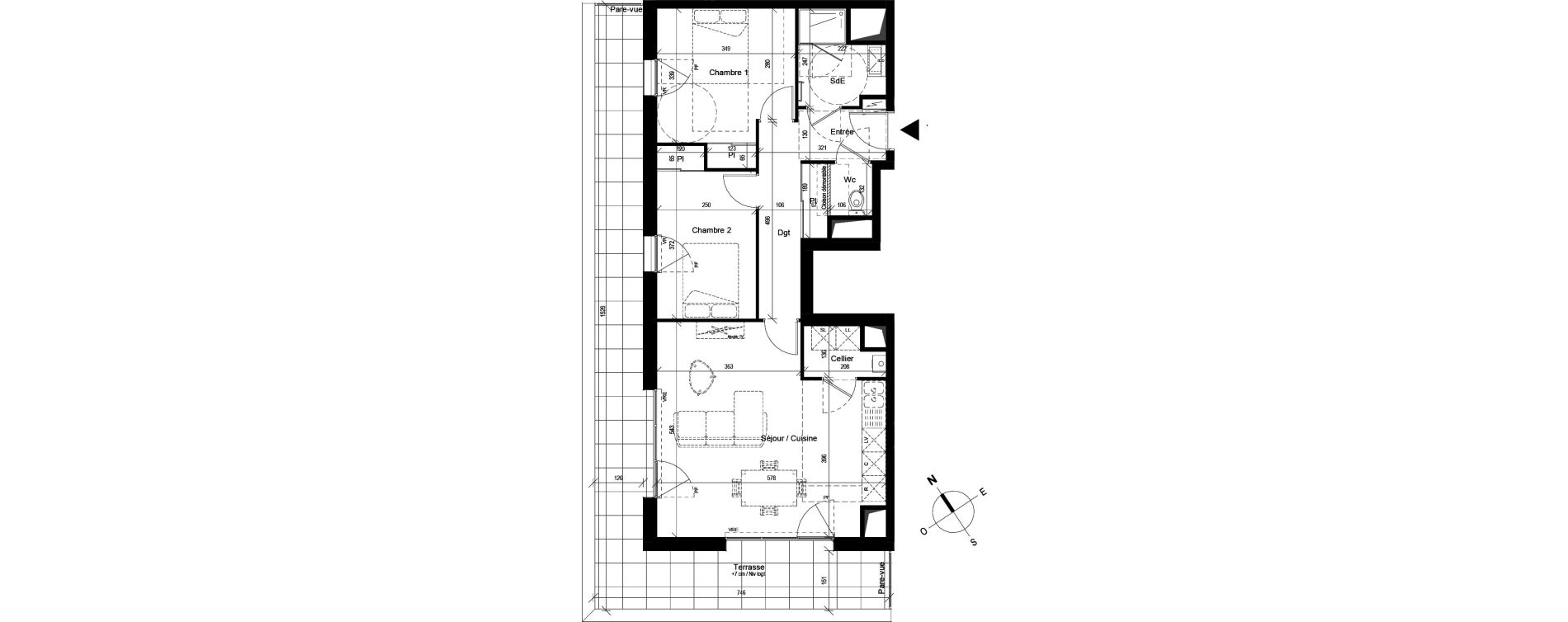 Appartement T3 de 67,23 m2 &agrave; Cesson-S&eacute;vign&eacute; Centre