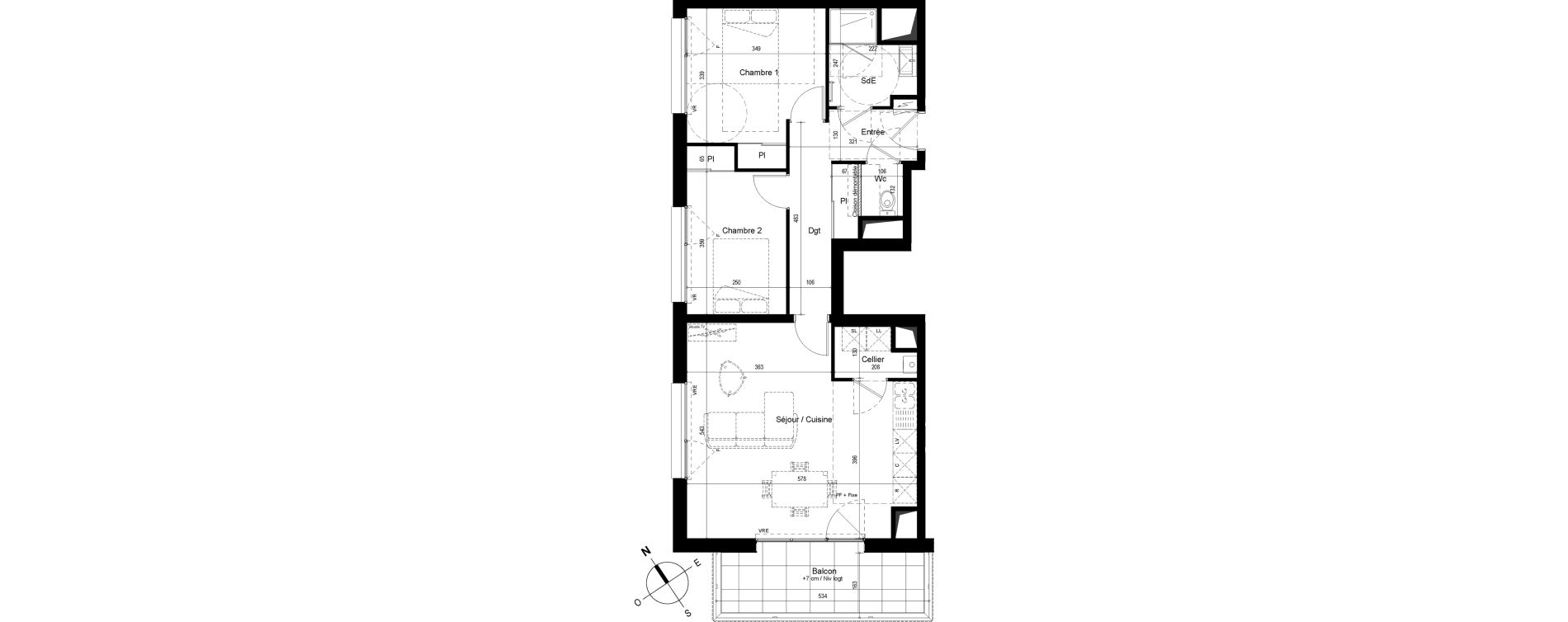 Appartement T3 de 66,78 m2 &agrave; Cesson-S&eacute;vign&eacute; Centre