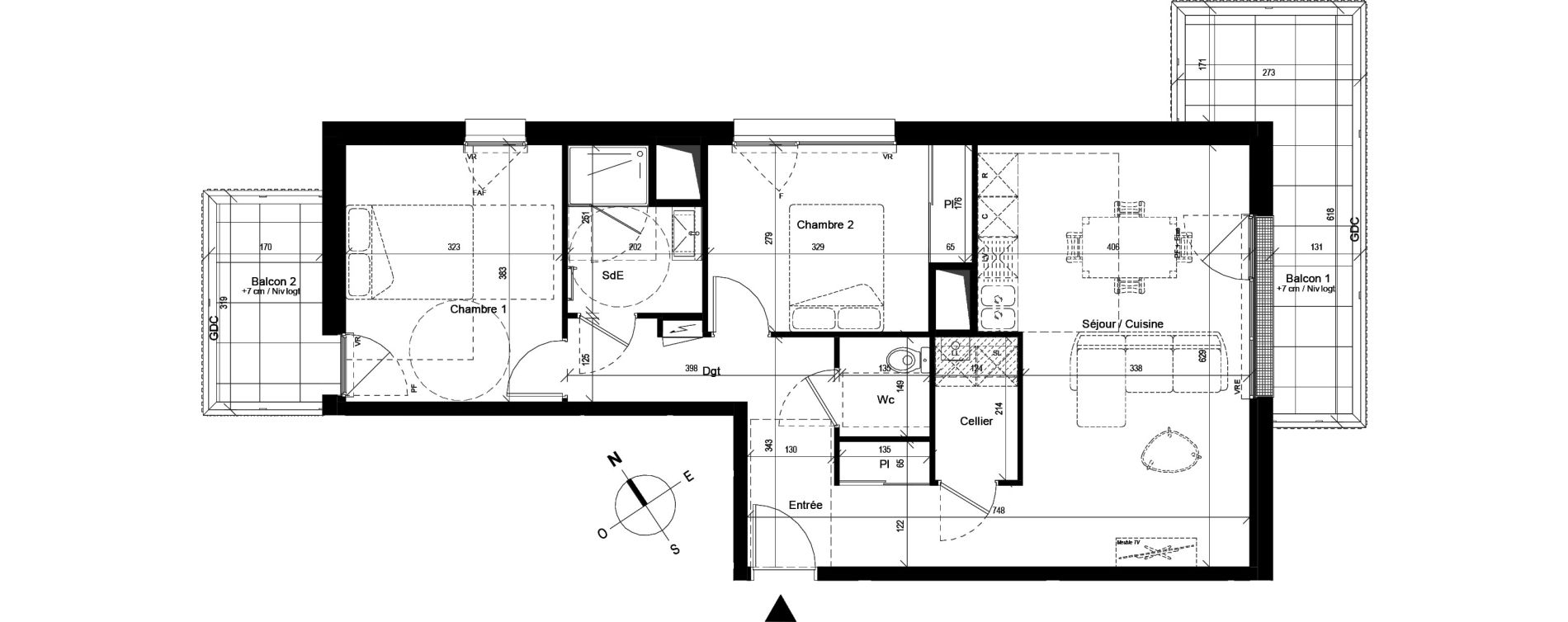 Appartement T3 de 66,57 m2 &agrave; Cesson-S&eacute;vign&eacute; Centre