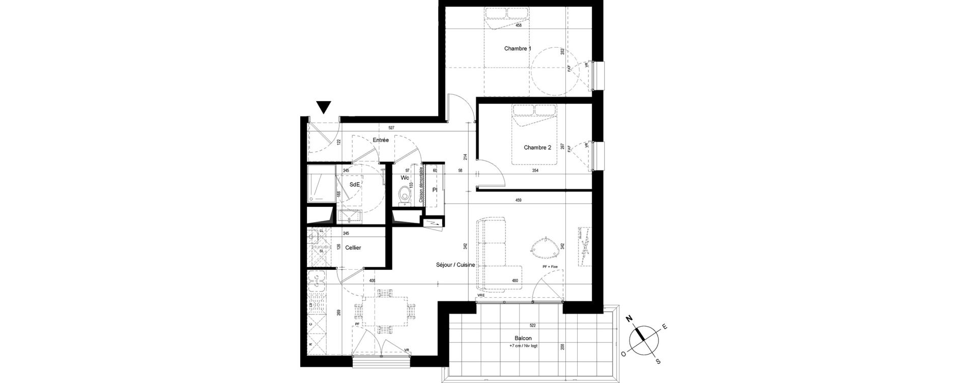 Appartement T3 de 68,80 m2 &agrave; Cesson-S&eacute;vign&eacute; Centre