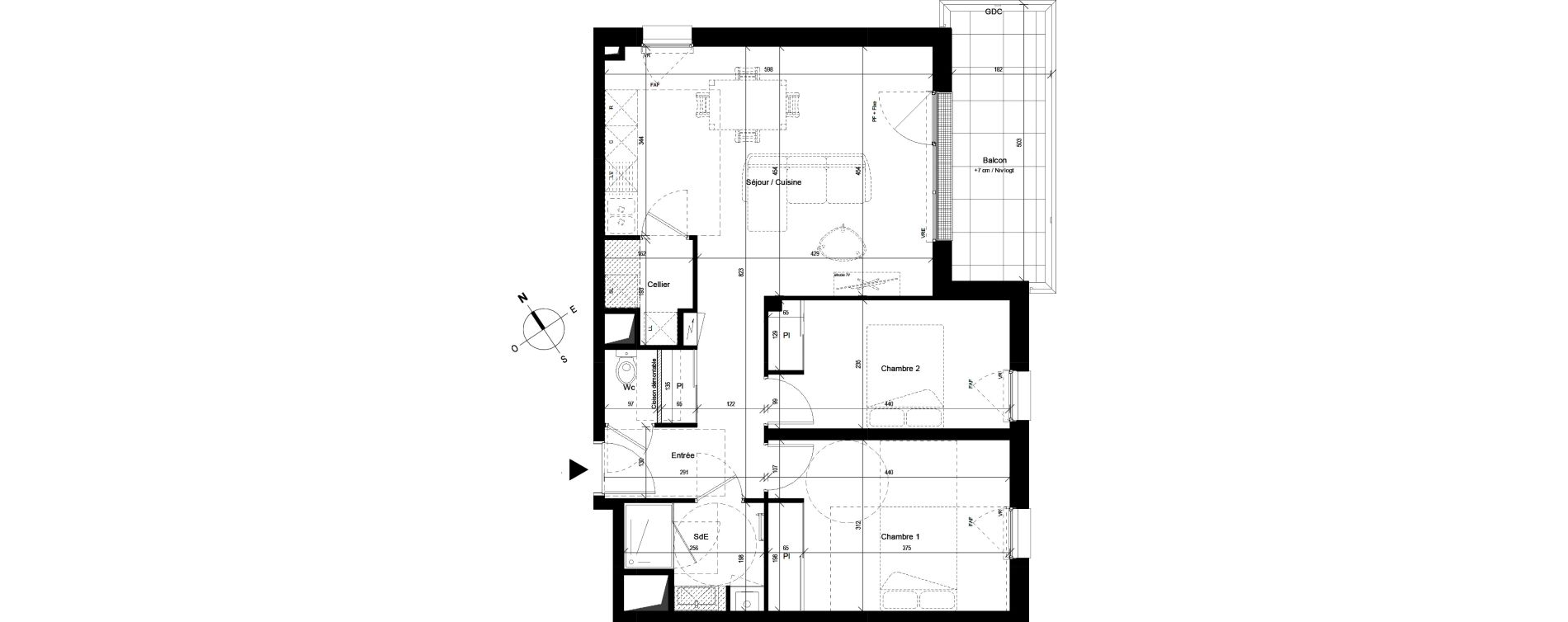 Appartement T3 de 64,98 m2 &agrave; Cesson-S&eacute;vign&eacute; Centre