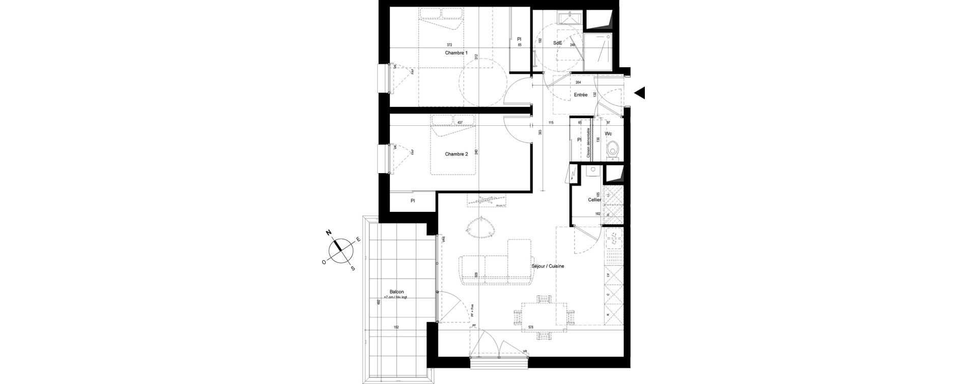 Appartement T3 de 67,87 m2 &agrave; Cesson-S&eacute;vign&eacute; Centre
