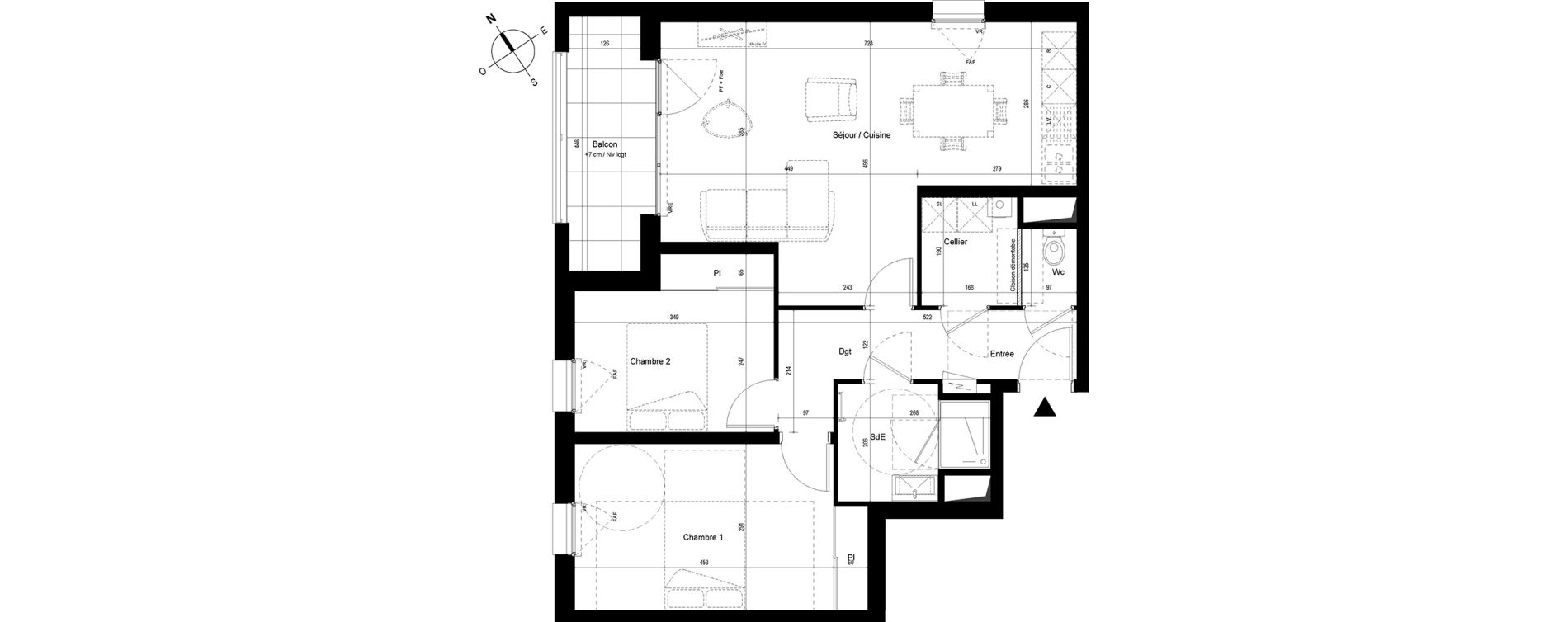 Appartement T3 de 68,66 m2 &agrave; Cesson-S&eacute;vign&eacute; Centre