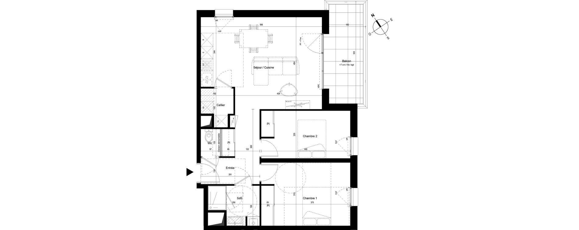 Appartement T3 de 64,99 m2 &agrave; Cesson-S&eacute;vign&eacute; Centre