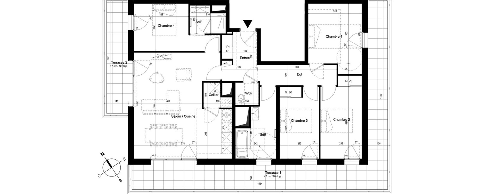 Appartement T5 de 102,68 m2 &agrave; Cesson-S&eacute;vign&eacute; Centre