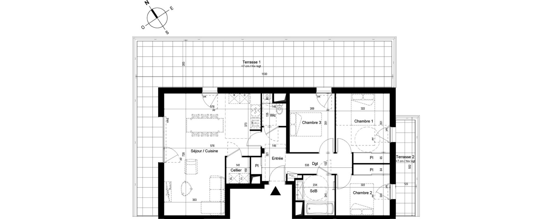 Appartement T4 de 85,30 m2 &agrave; Cesson-S&eacute;vign&eacute; Centre