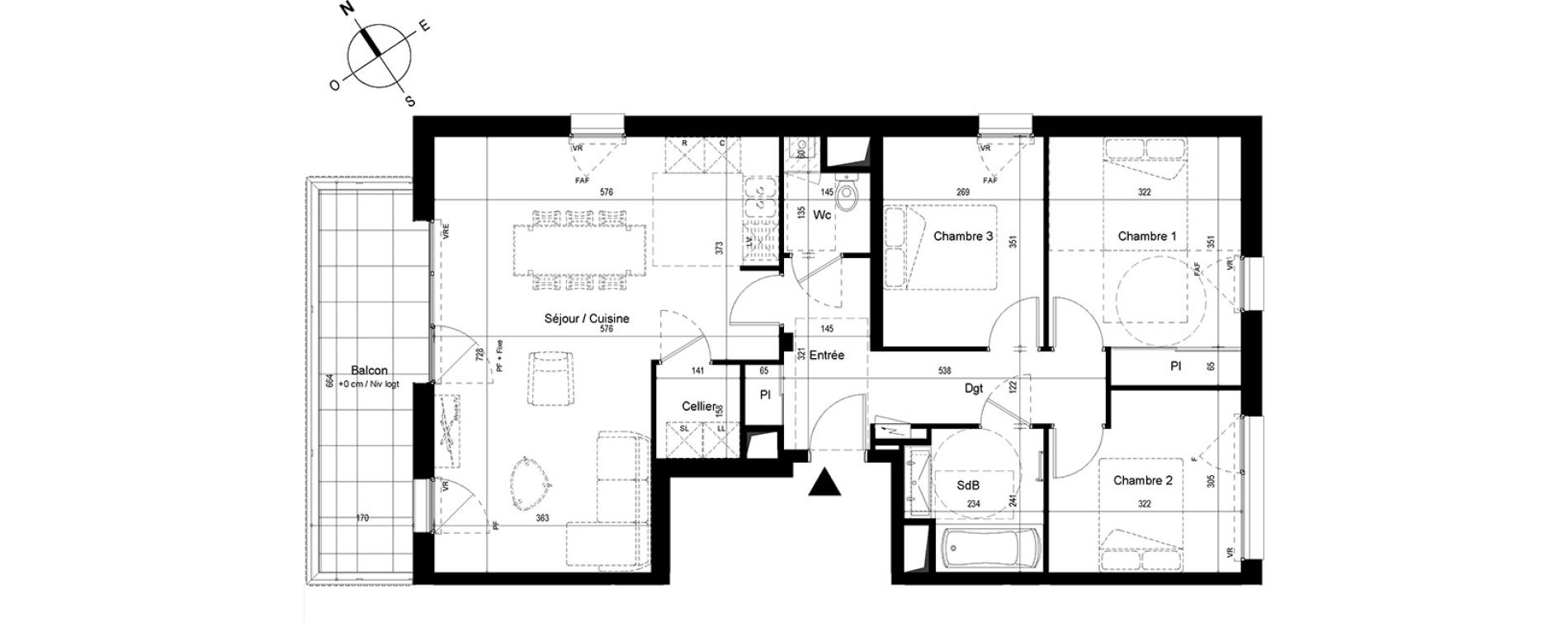 Appartement T4 de 85,30 m2 &agrave; Cesson-S&eacute;vign&eacute; Centre