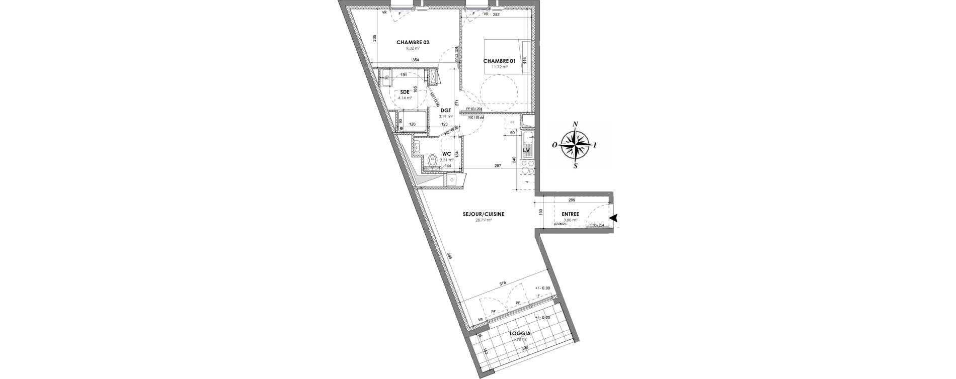 Appartement T3 de 63,35 m2 &agrave; Cesson-S&eacute;vign&eacute; Centre