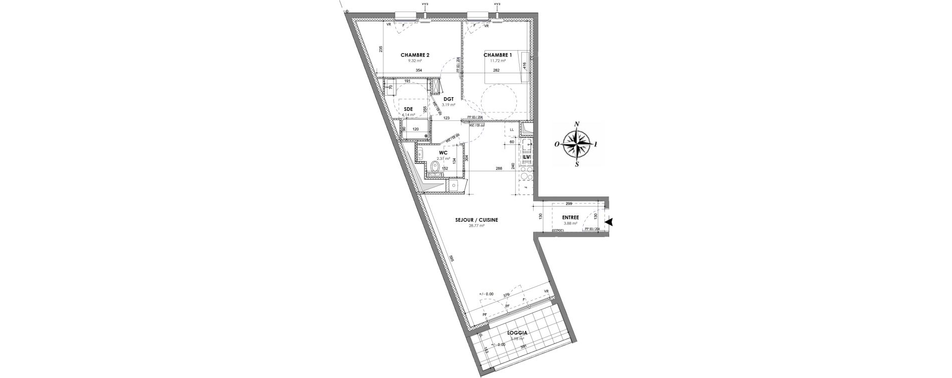 Appartement T3 de 63,33 m2 &agrave; Cesson-S&eacute;vign&eacute; Centre