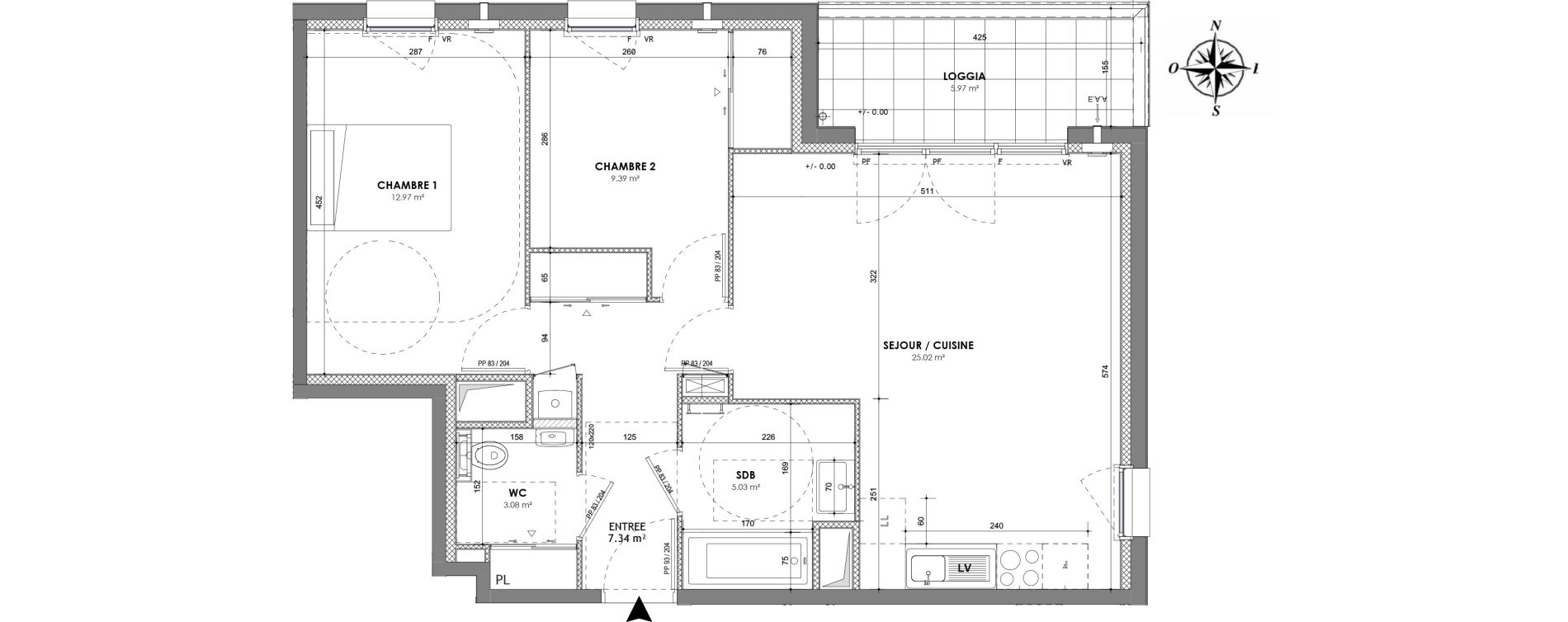Appartement T3 de 62,83 m2 &agrave; Cesson-S&eacute;vign&eacute; Centre