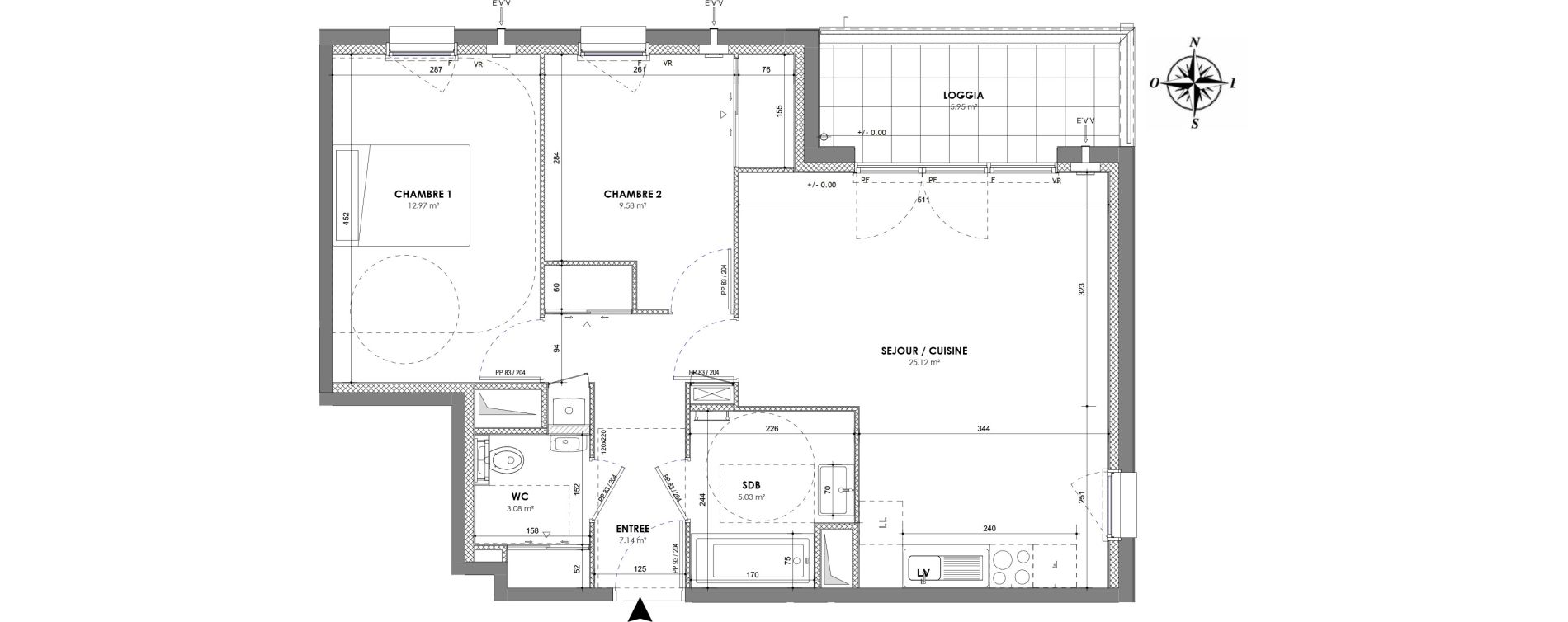 Appartement T3 de 62,92 m2 &agrave; Cesson-S&eacute;vign&eacute; Centre