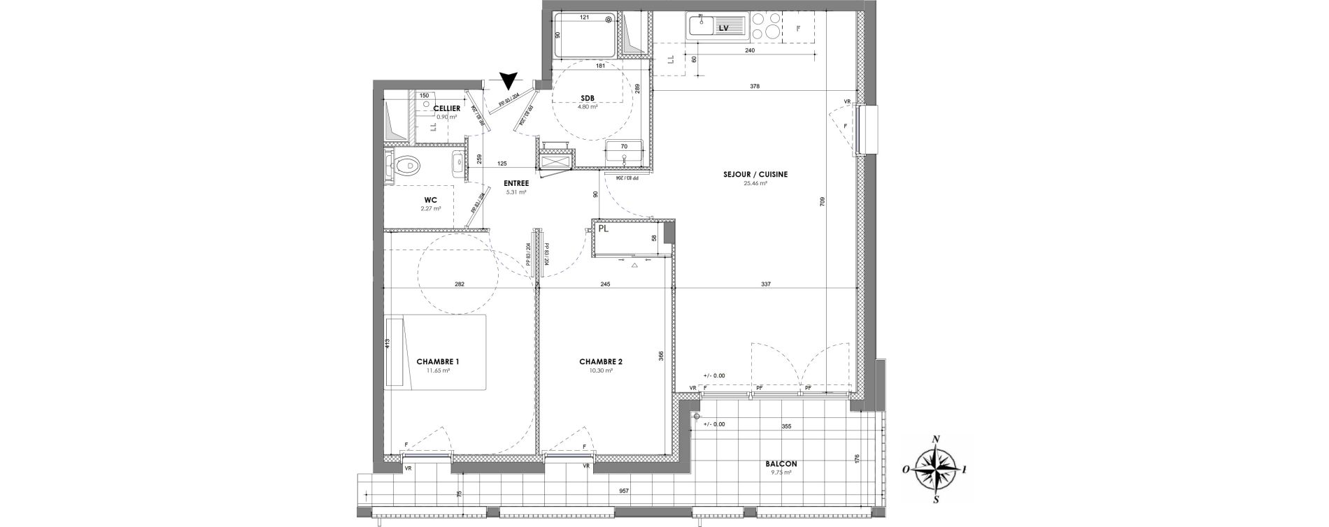 Appartement T3 de 60,69 m2 &agrave; Cesson-S&eacute;vign&eacute; Centre
